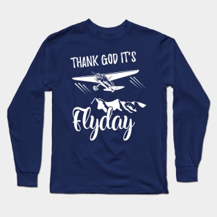 Funny Retro Thank God It's Flyday Aviation Shirt Plane Gift Long Sleeve T-Shirt